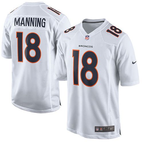Nike Broncos #18 Peyton Manning White Men's Stitched NFL Game Event Jersey - Click Image to Close